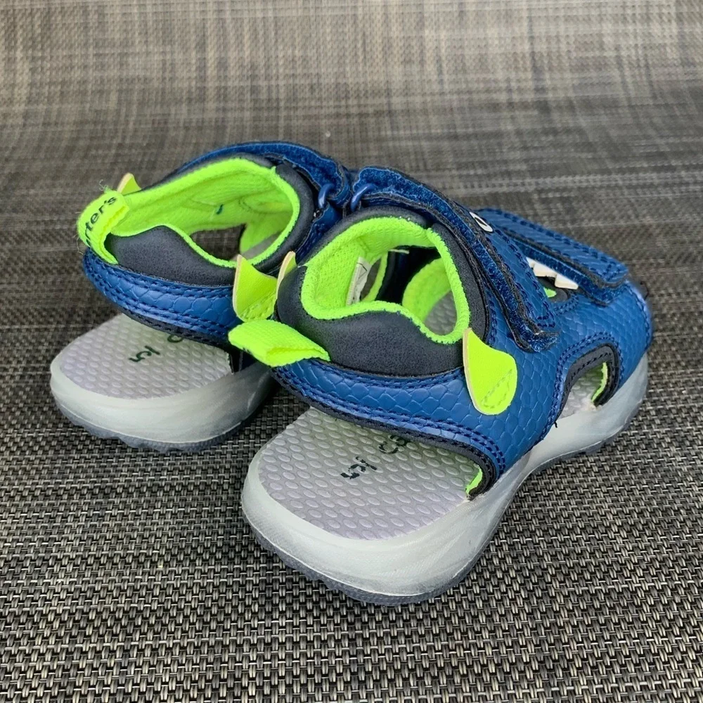 Carter's Cade Monster Blue/Green Light-Up Straps Sandals Shoes Toddler size 5